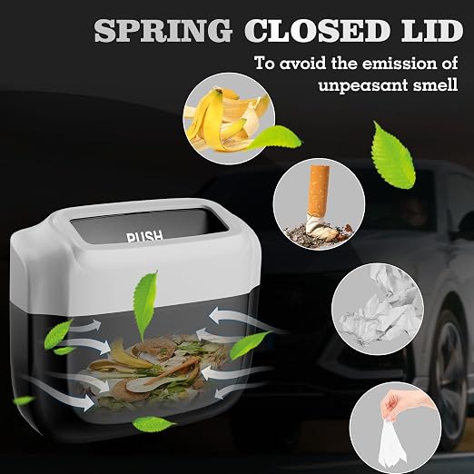 2 Pack Car Trash Can with Lid, Built-in Storage Garbage Bag, Silver | Leakproof Car Door Trash Can with Hook, 60pcs Trash Bags, Mini Automotive Garbage Bin for Vehicle, Office, Home - Image 3