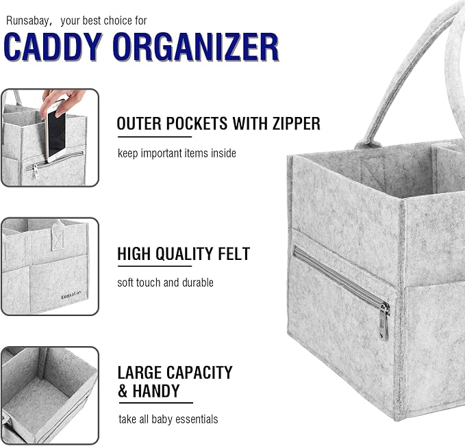 Baby Diaper Caddy Organizer, Portable Baby Essentials Storage Basket Bin for Changing Table,Car Shower Basket for Newborn Boy and Girl, Best Shower Gift for New Mom - Image 2