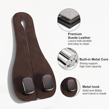 Car Seat Headrest Hook 2 Pack, Upgraded Metal Core with Soft Suede Wrap, 360° Rotating Car Backseat Hook Holder for Purses, Groceries, Coffee, 33 lbs Capacity, Universal Fit for Most Vehicles (brown) - Image 2