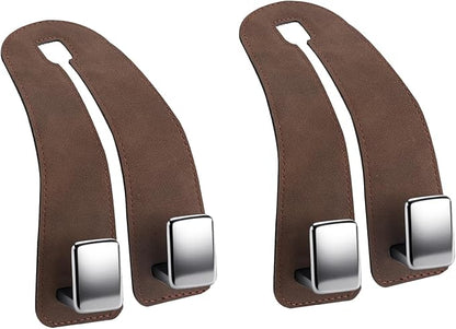 Amooca Car Headrest Hooks 2-Pack Suede Seat Organizer with Metal Core | Universal Fit, Double-hook Design, Backseat Storage for Backpack Umbrella Water Bottle Coat Purses Handbags Groceries, Brown - Image 7