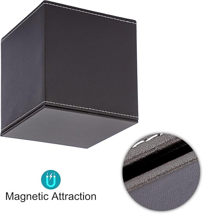 Sumnacon Square Tissue Box Cover,Magnetic Bottom PU Tissue Box Holder,Brown | Cube Leather Tissue Box Covers,Decorative Tissue Box for Bathroom Vanity Dresser Night Stand Table Countertop Office Car - Image 6