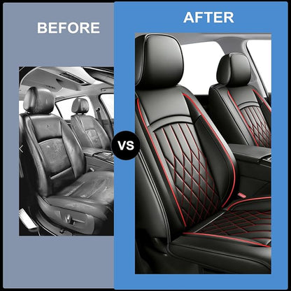 Fit for CH-R Car Seat Covers Compatible with Toyota CHR 2018-2022 - Waterproof Breathable Leather Automotive Seat Cushions Protector, Airbag Compatible,Only 2 Front seat Covers（Redline - Image 3