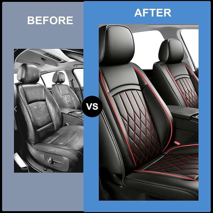 Fit for Prius Car Seat Covers Compatible with Toyota Prius 2001-2026 - Waterproof Breathable Leather Automotive Seat Cushions Protector,Airbag Compatible,Full Set 5 Seats(Redline) - Image 6