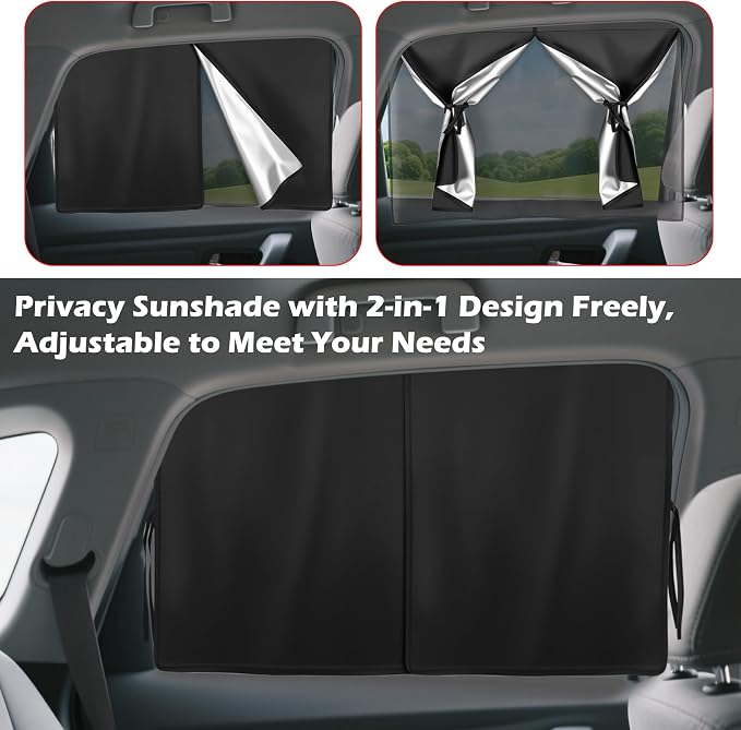 Car Window Shades, 2 Pack Magnetic Side Window Sun Shade for Baby | Car Sun Shade Side Window, UV Protection Car Curtains, Car Privacy Window Shade, Full Covers/Half Back Shade Window Sunshade - Image 4