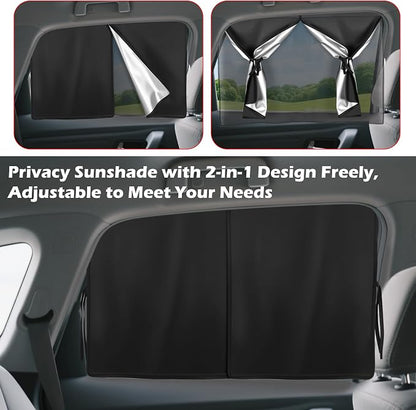 Car Window Shades, 2 Pack Magnetic Side Window Sun Shade for Baby | Car Sun Shade Side Window, UV Protection Car Curtains, Car Privacy Window Shade, Full Covers/Half Back Shade Window Sunshade - Image 4