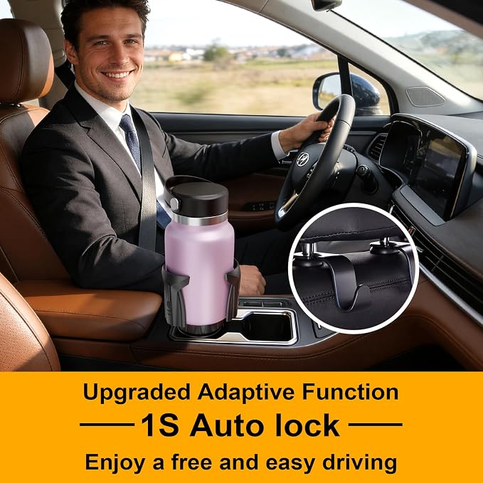Cup Holder Expander, Automatic Car Cup Holder Expander Holds Large Water Bottles, for Yeti, Stanley, Owala Travel Tumbler & Mugs, Adjustable Arms & Extendable Base Insert Accessories (CH03T, 2PACK) - Image 5