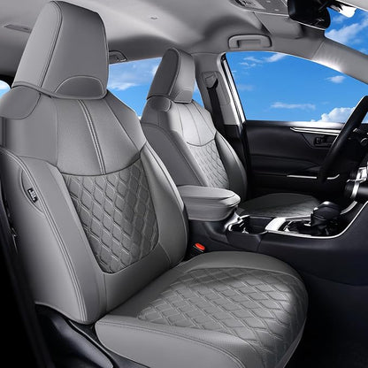 Huidasource Custom Fit RAV4 (Gas Only) Car Seat Covers Full Set, Waterproof Faux Leather for 2019-2024 Toyota RAV4 LE/XLE & XLE Premium/Limited (Does Not Fit Adventure and TRD Off-Road, Gray) by Huidasource