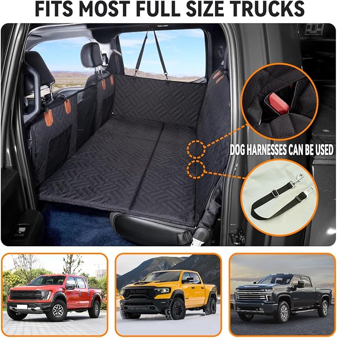 Hard Bottom Dog Car Seat Cover for Full-Size Trucks,Back Seat Extender | Strong Support,More Rest Space,Waterproof, Scratch Resistant,Car Seat Protector,Dog Hammock for Full-Size Truck - Image 7