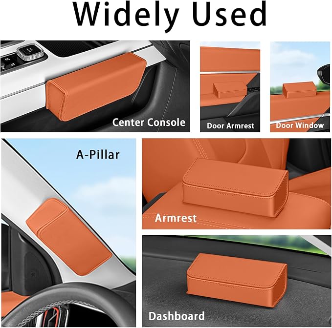 Car Sunglasses Holder, Large Capacity Universal Fit Adhesive Mount Eyewear Case with Magnetic Closure Glasses Protective Storage Box for Man Women Beige - Image 4