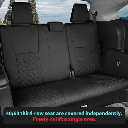 Custom Seat Covers for Toyota Highlander 2020-2024 8 Seats Black | faux leather, 2nd row 40/60 split bench, waterproof, breathable, airbag compatible, stain resistant, easy install - Image 4