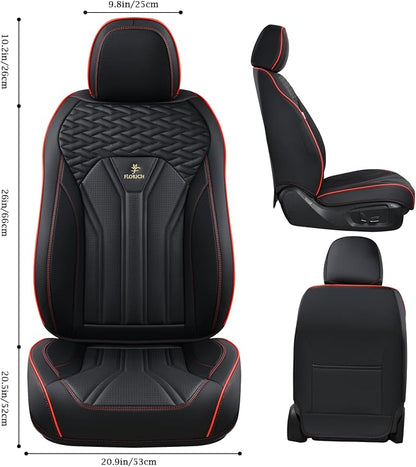 Leather Seat Covers, Seat Covers Full Set, Car Seat Protectors 5 Seats, Automotive Seat Covers Fit for Most Cars Trucks SUV-Black&Red Line - Image 3