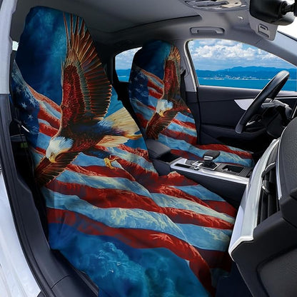 2 Pack Car Towel Seat Covers with Storage Bag, Multifunctional Towel for Gym Outdoor Sport, Picnic, Beach, Pet Dog Travel,Non-Slip Washable Car Seat Protector (Bald Eagle) - Image 2