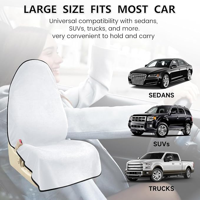 Car Seat Covers 2pcs White Waterproof Towel Car Seat Cover Universal Fit for Most Trucks SUV Fitness Athletes Pets Gym and Water Sport - Image 6