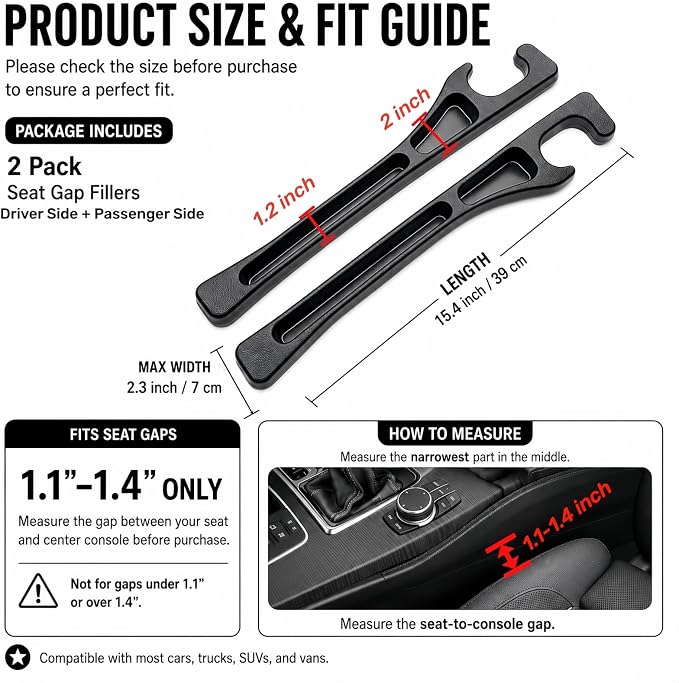 EnzeroTools Car Seat Gap Filler, 2-Pack No-Drop Seat Side Gap Seam Filler Organizer with Phone Holder, Universal Fit Fill The Gap Between Seat & Console, Perfect for Car, SUV, Truck - Image 3