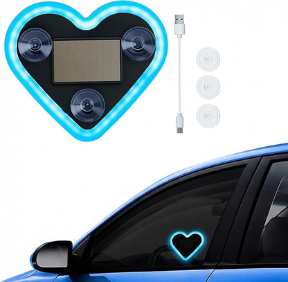 Mcbazel Car LED Ambient Light, Rechargeable Solar-Powered Heart-Shaped LED Light, 6 Lighting Modes, Romantic Car, Outdoor Decor, Ideal Gift for Couples, Women, Men - Ice Blue (1 Pcs) by Mcbazel