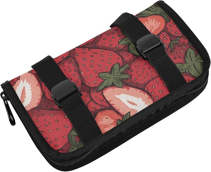 Car Tissue Holder Car Napkin Holder Car Tissue Box Dispenser Storage Case Sun Visor Mask Holder with Adjustable Straps Reusable Refillable Cartoon Red Strawberry - Image 2