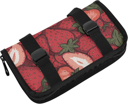 Car Tissue Holder Car Napkin Holder Car Tissue Box Dispenser Storage Case Sun Visor Mask Holder with Adjustable Straps Reusable Refillable Cartoon Red Strawberry - Image 2