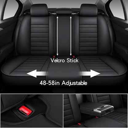 MINGBRON Black Car Seat Cover with Lumbar Support, Car Seat Protector Waterproof, Nappa Leather Car Seat Cushion, Car Seat Covers Front Seats and Back Fit for Most Cars - Image 3