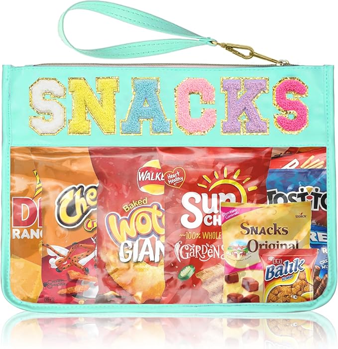 Siwara Snack Bags Clear Pouch Travel Makeup Bag Chenille Letter Bags for Zipper Pouch Clear Cosmetic Bag Clearly Tote Bag Makeup Travel Bags for Women by Siwara