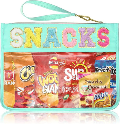 Siwara Snack Bags Clear Pouch Travel Makeup Bag Chenille Letter Bags for Zipper Pouch Clear Cosmetic Bag Clearly Tote Bag Makeup Travel Bags for Women by Siwara