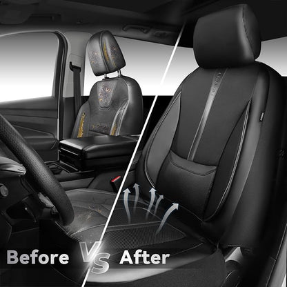 CAR PASS Nappa Leather Seat Covers Front, 3D Foam Support Water Resistant Faux PU Gray Leather Car Seat Covers 2 Pcs, Comfort & Universal Fit for Cars SUV Truck Most Vehicles (Black and Gray) - Image 5