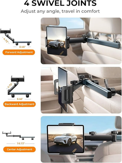 LISEN iPad Holder for Car Tablet Mount, Road Trip Essentials Kids Back Seat | Car Accessories for Women Interior Kit Organizer Back Seat, Toddler Travel Essential for Car Trip, iPad Car Mount Headrest - Image 2
