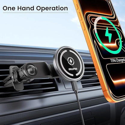 OHLPRO for MagSafe Car Mount Charger iPhone Wireless Car Charger, Stick on Dashboard Magnetic Phone Holder Mount for iPhone 17 Pro Max 16 15 14 Series, 15W Fast Charging, Aluminum Shell - Image 2