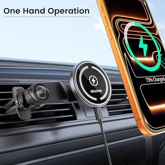 OHLPRO for MagSafe Car Mount Charger iPhone Wireless Car Charger, Stick on Dashboard Magnetic Phone Holder Mount for iPhone 17 Pro Max 16 15 14 Series, 15W Fast Charging, Aluminum Shell - Image 2