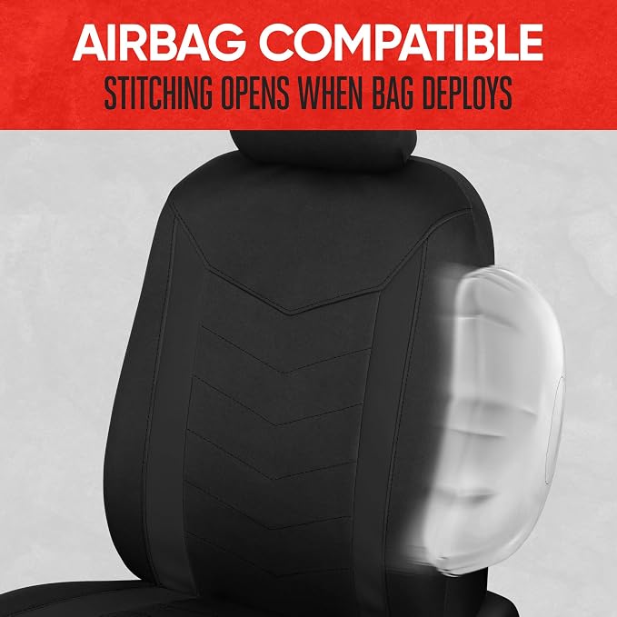 Motor Trend Neoprene Waterproof Seat Covers for Cars, Trucks, & SUV – Black Automotive Interior Protectors - Rear Split Bench Protector for Kids Dogs & Pets – Forros para Asientos de Carro - Image 4