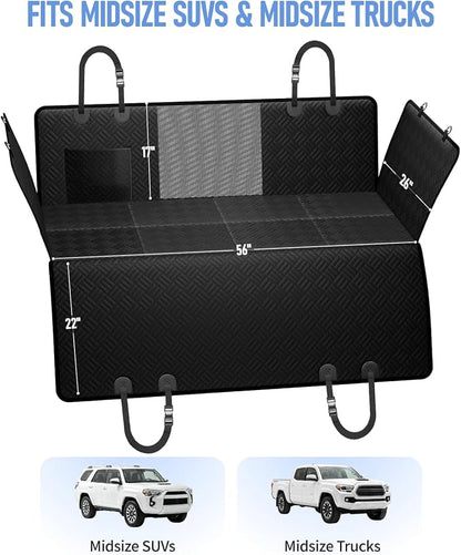 Dog Car Seat Cover for Back Seat, Hard Bottom Back Seat Extender for Dog | Supports 400lbs, Waterproof, Heavy Duty, Scratch Resistant, Dog Hammock for Midsize SUVs/Trucks, Black, 56 Inch - Image 3