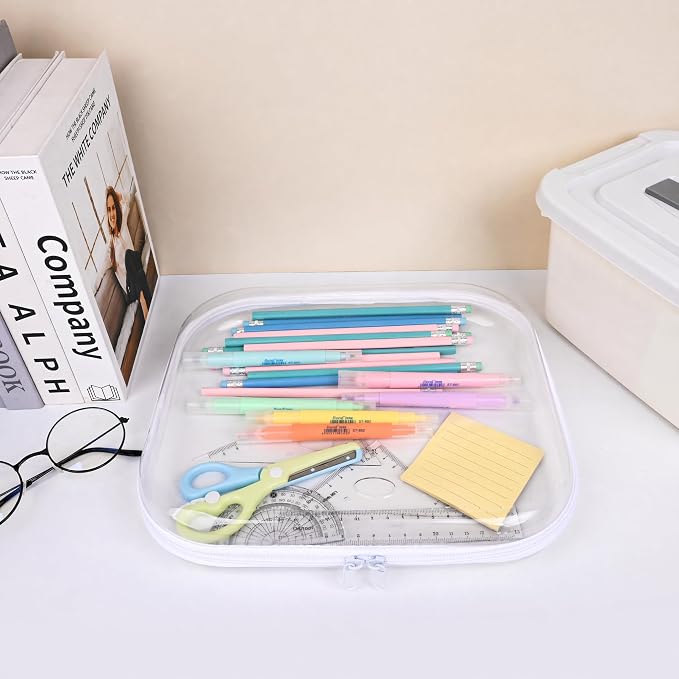 Clear Hard Shell Zipper Case,3PCS Transparent Clear Laser Zipper Pouches,Hard Side Plastic Case Set,Portable Travel Storage Organizer Bins - Image 6