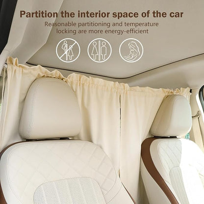Shakas 2 PCS Car Privacy Curtains, Front and Rear Partition Sun Protection and Heat Insulation Covers, Cute Flower Decoration Sleeping Curtains with Hook Suction Cup Accessory, for Cars SUVs (Beige) - Image 3