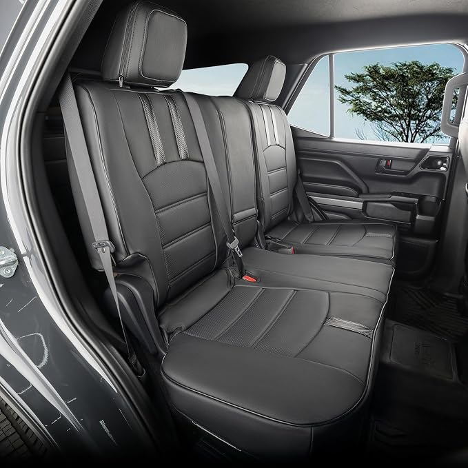 Tacoma Seat Covers Custom Fit for 2005-2011 Toyota Tacoma Double Cab/Crew Cab (TRD Sport Seats),Waterproof Faux Leather Car Seat Protector-Full Set (Black & Carbon Fiber) - Image 6