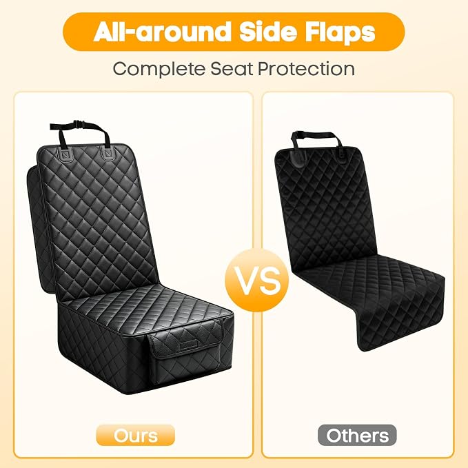 Front Seat Car Cover 2 Pack, PU Leather Dog Car Seat Cover | with Side Flaps, Nonslip Scratchproof Waterproof Captain Chair Seat Cover Fits for Cars, Trucks, SUVs, Jeep - Image 5