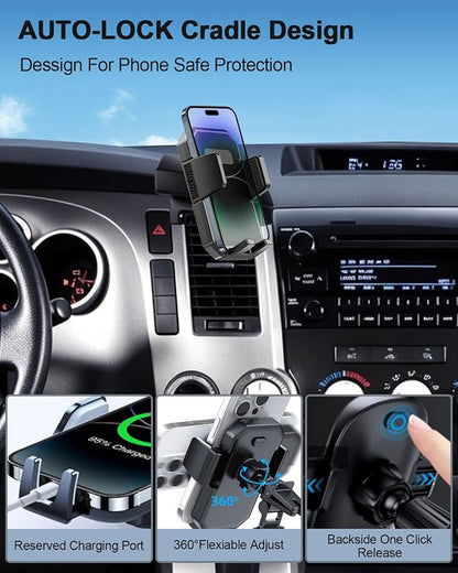 Car Phone Mount for Toyota Tundra 2007 -2013 /Sequoia 2008-2013 Accessories | Custom Air Vent Auto Lock Car Phone Holder for Tundra Fixed Cilp Hands Free 360° Rotation Phone Stand for All Smartphone - Image 3