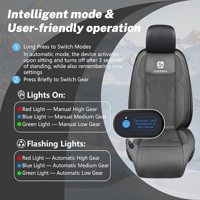 Cooling Car Seat Cushion Front Seat,12V&24V Cooling Seat Cover for Car with 10 Fans,Cooled Seat Cover for Car SUV Truck Universal Fit (Grey) - Image 2