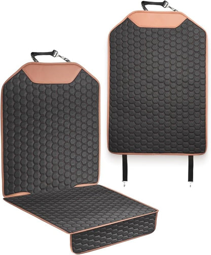 Kick Mat Back Seat Protector - Car Back Seat Cover for Kids Feet - Waterproof & Sturdy Protector for Upholstery from Dirt, Mud, Scratches and Stain (Hexy Set) by OwleysCarAccessories