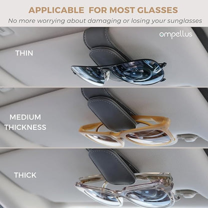 Magnetic Leather Car Sunglass Holder, Visor Sunglasses Holder Clip, 2 Pack | Suitable for Different Size Eyeglasses, Easy Opreation, Car Organziation Accessories - Image 3