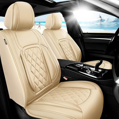 Fit Avalon Premium Leather Car Seat Covers for Toyota Avalon 2001-2021 2022 - Waterproof，Breathable，All-Weather Seat Cushion Protecto & Airbag Compatible, Full Set Beige by Unknown