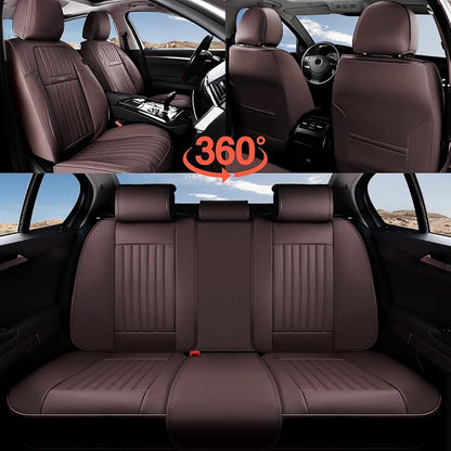 Coverado Car Seat Covers Full Set, Seat Covers for Cars, Car Seat Cover, Car Seat Protector, Leather Car Seat Cushion, Waterproof Car Seat Covers Front Seats and Back Fit for Most Cars(Coffee) - Image 8