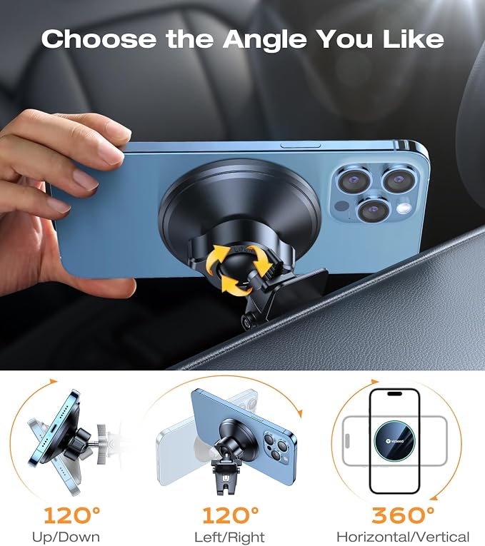 VICSEED for MagSafe Car Mount [Upgraded Strongest Magnet Power] Magnetic Phone Holder for Car Vent 360 Adjustable Magnetic Car Phone Holder Mount for iPhone 16 Pro Max 15 14 13 12 Plus Mini - Image 7