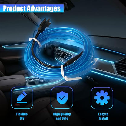 Car LED Strip Lights, 16.4FT 5V Waterproof Flexible Vehicle Ambient Lighting Kits with USB Port, Automotive Lamp Strips Decorations, Universal for SUV Automobile Truck (Blue) - Image 3