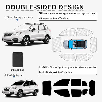 KMF 8pcs Sun Shades for Subaru Forester 2014-2018 Accessories,Thicken Full Car Window Covers for Windshield Side Rear, UV Block Privacy and Blackout for Camping Outdoor Custom Fit - Image 5