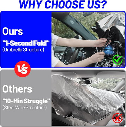 Windshield Sun Shade Umbrella for Hyundai Palisade 2019-2026, Foldable Front Window Sunshade with 360° Rotating Shaft, Custom Fit Car Shades for Palisade Accessories with UV & Heat Protection - Image 2