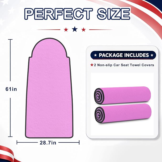 Car Seat Towel Cover 2 Pack for Front Seats, Sweat Absorbent Car Seat Protector with Non-Slip Backing, Waterproof Towel Car Seat Covers for Runners, Gym, Swimming, Beach, Pets, Orchid Purple - Image 7