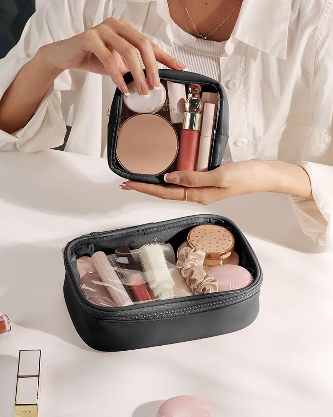 Mini Makeup Bag with Small Cosmetic Bag Travel Essentials Organizers,TSA Approved Toiletry Bag Makeup Pouch Clear Cosmetic Bags for Women Men,Black - Image 7