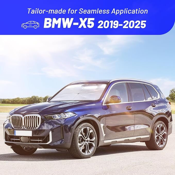 Windshield Sun Shade Umbrella for BMW x5 2014-2026 Front Window Shield | Foldable Sunshade with 360° Rotating Shaft, Custom Fit Car Shades for x5 Accessories with UV & Heat Protection - Image 3
