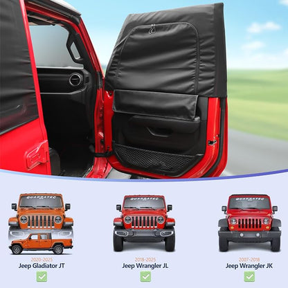 sukemichi Side Car Window Sunshades for Jeep Wrangler JK JL Gladiator JT Accessories, 2 Pcs Front Window Sun Shade Privacy Full Covers/Half Shade for Jeep Wrangler, Window Curtains for Baby Protection - Image 2