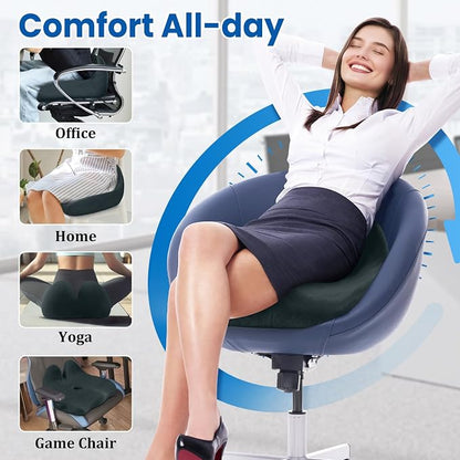CushZone Extra Large Seat Cushion, Sciatica Support for Chair, Blue Grey | Ergonomic Office Chair Cushion for Hip & Tailbone Pain Relief, Memory Foam Cushion for Car, Long Trip, Desk Chair, Lab - Image 7