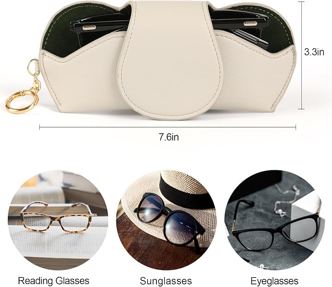 KINIVA Sunglasses Holder for Car Visor with Hanging Hook Portable Leather Glasses Storage Bag with Detachable Clips - Image 3